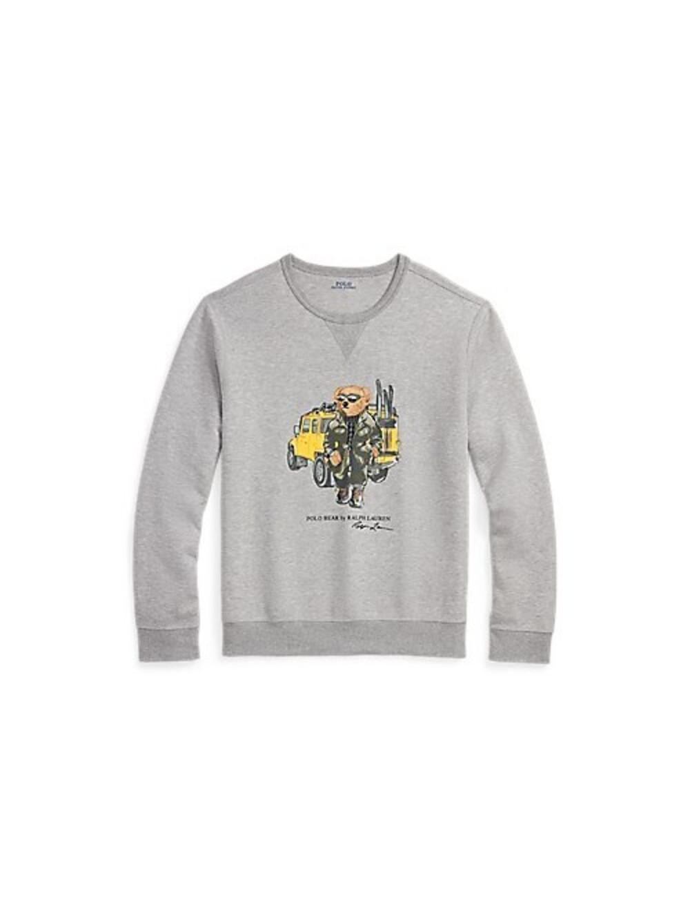Polo Bear Graphic Crewneck Sweatshirt in Gray, Size M